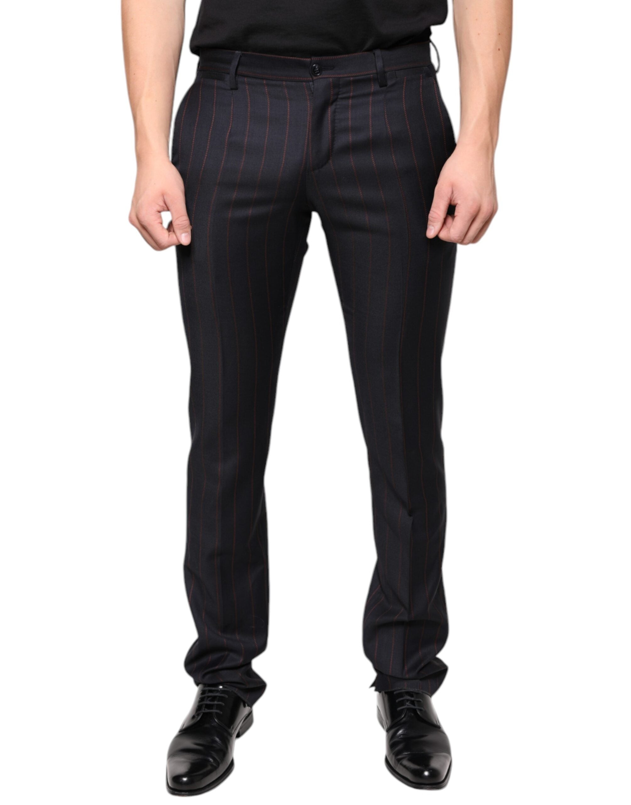 Dolce & Gabbana Black Stripes Skinny Men Dress Pants - - Dolce & Gabbana.
