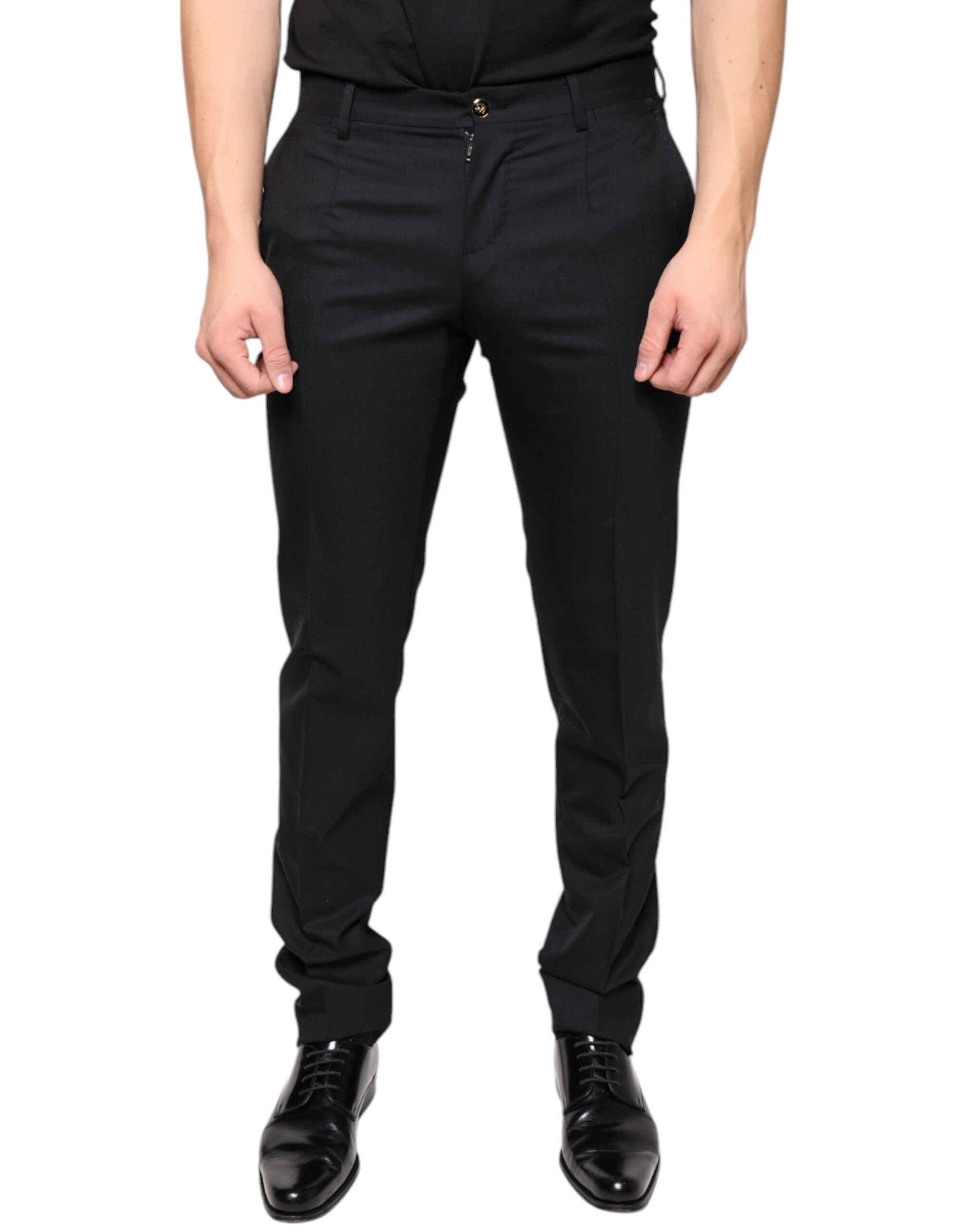 Dolce & Gabbana Black Wool Skinny Men Dress Pants - - Dolce & Gabbana.