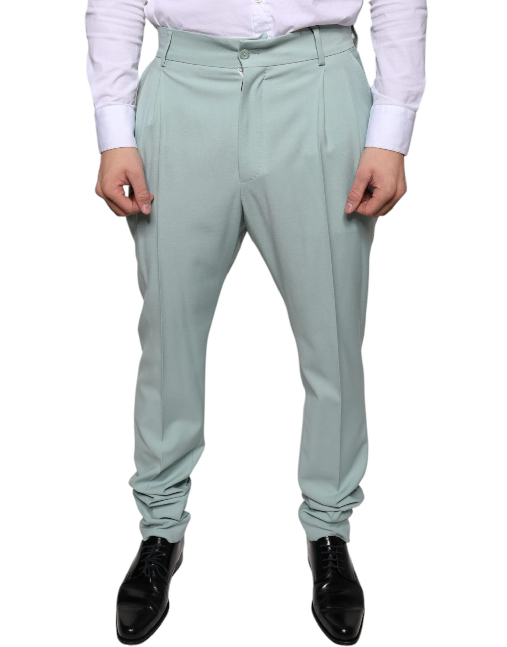 Dolce & Gabbana Mint Green Cotton Dress Pants - - Dolce & Gabbana.