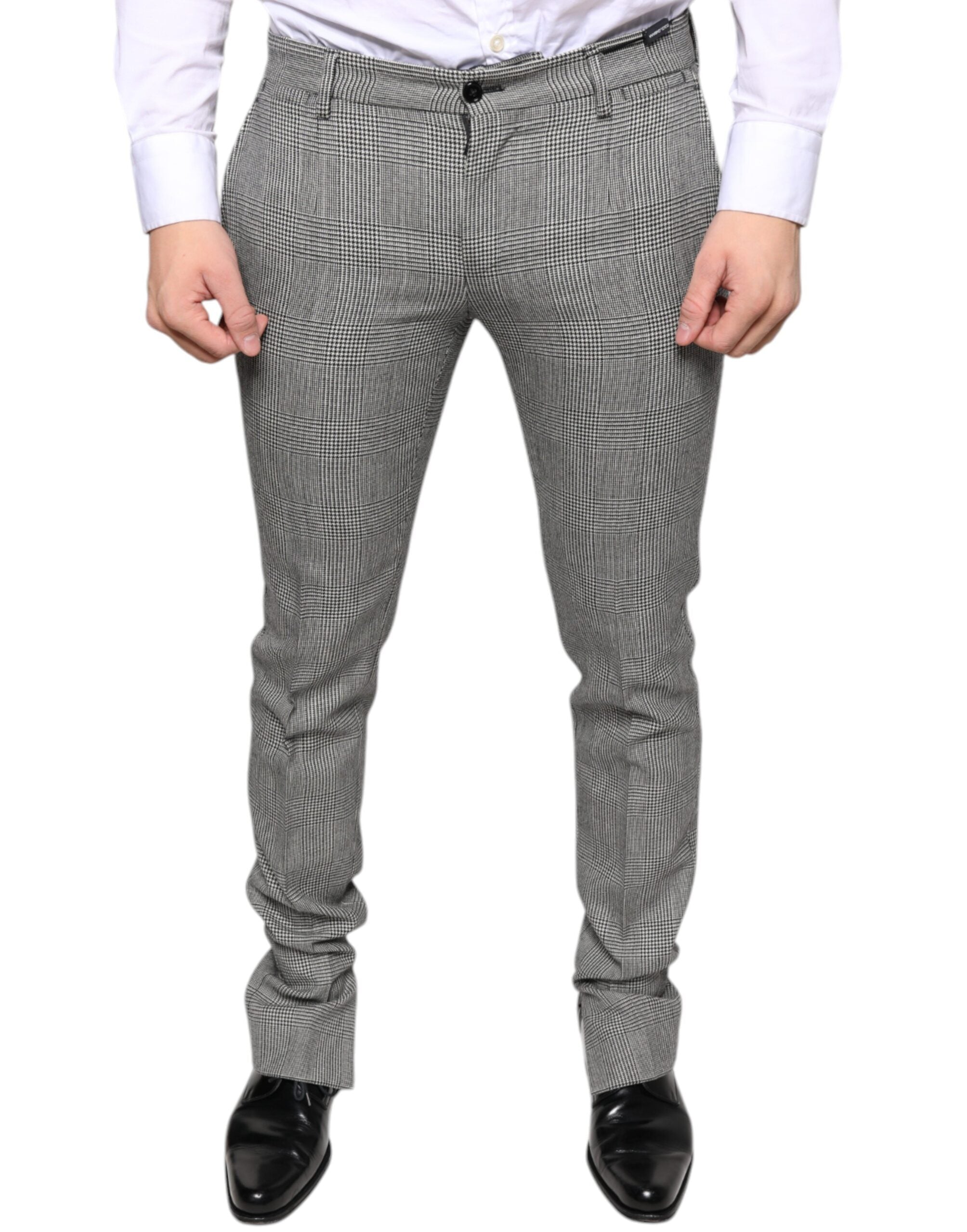 Dolce & Gabbana Gray Check Tartan Wool Skinny Pants - - Dolce & Gabbana.