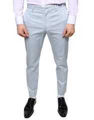 Dolce & Gabbana Light Blue Cotton Dress Pants - - Dolce & Gabbana.