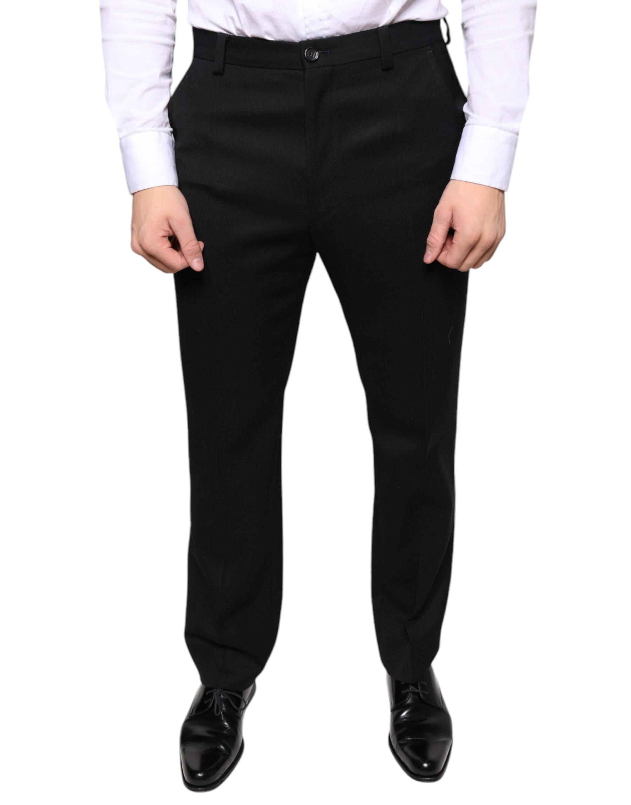 Dolce & Gabbana Black Wool Skinny Men Dress Pants - - Dolce & Gabbana.