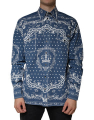 Dolce & Gabbana Blue White Bandana Print Cotton Casual Shirt - - Dolce & Gabbana.