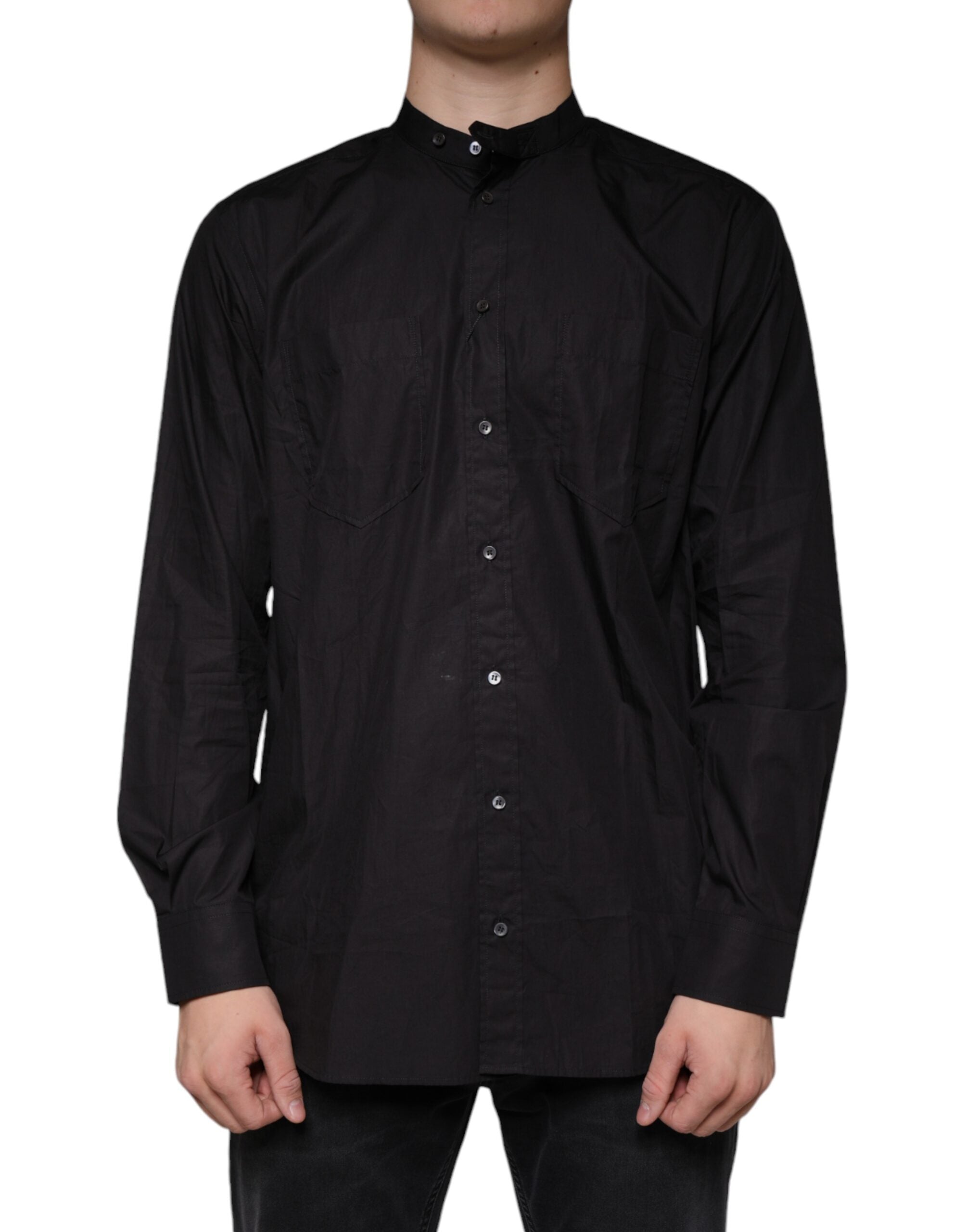 Dolce & Gabbana Black Cotton Button Down Men Casual Shirt - - Dolce & Gabbana.