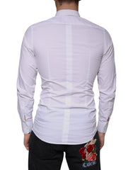 Dolce & Gabbana White Cotton Dress GOLD Formal Collared Shirt - - Dolce & Gabbana.