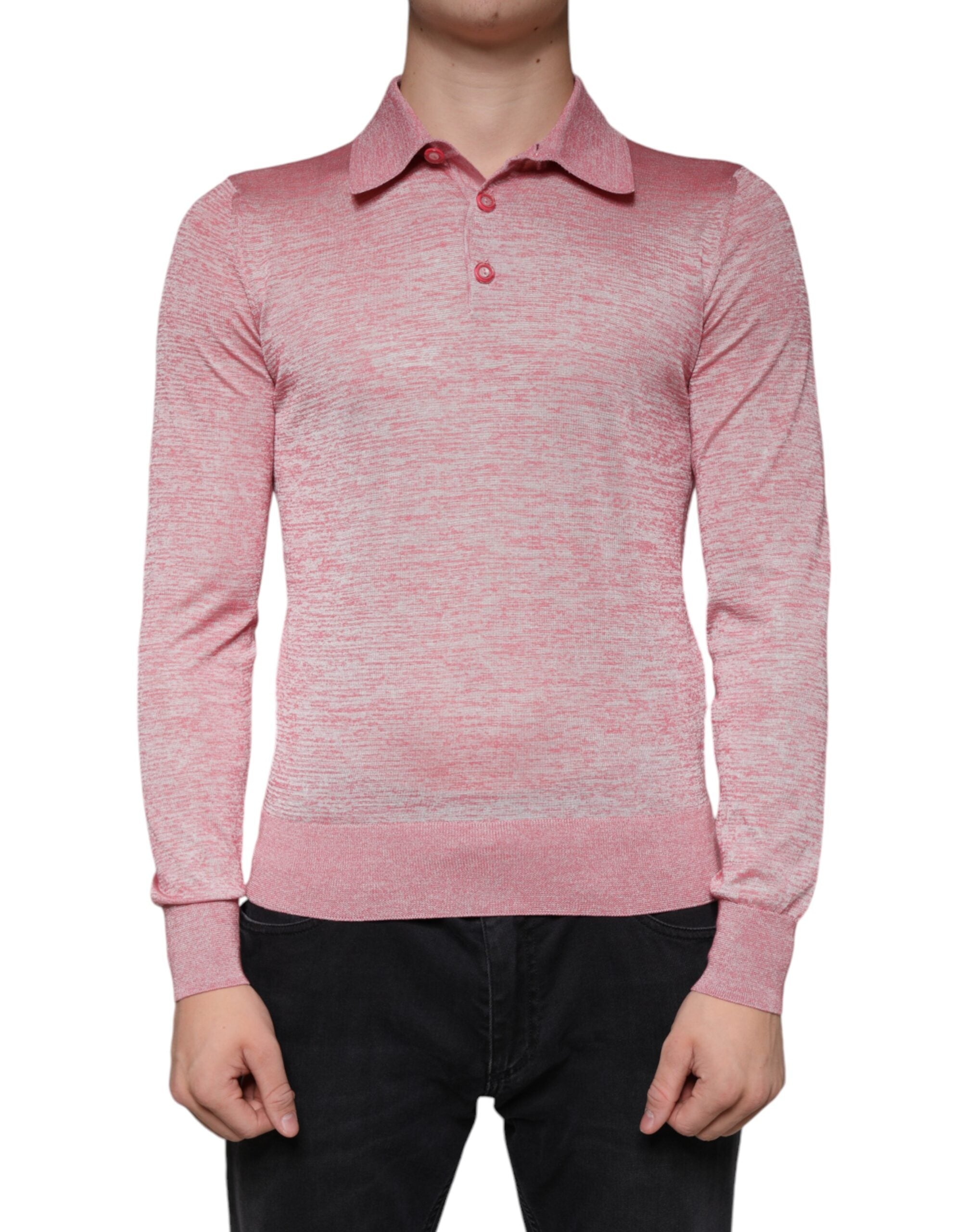 Dolce & Gabbana Pink Polyester Long Sleeve Men Polo T-shirt - - Dolce & Gabbana.