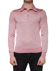 Dolce & Gabbana Pink Polyester Long Sleeve Men Polo T-shirt - - Dolce & Gabbana.