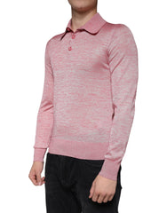 Dolce & Gabbana Pink Polyester Long Sleeve Men Polo T-shirt - - Dolce & Gabbana.
