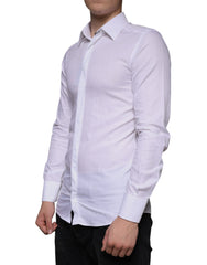 Dolce & Gabbana White Cotton Men Dress GOLD Formal Shirt - - Dolce & Gabbana.