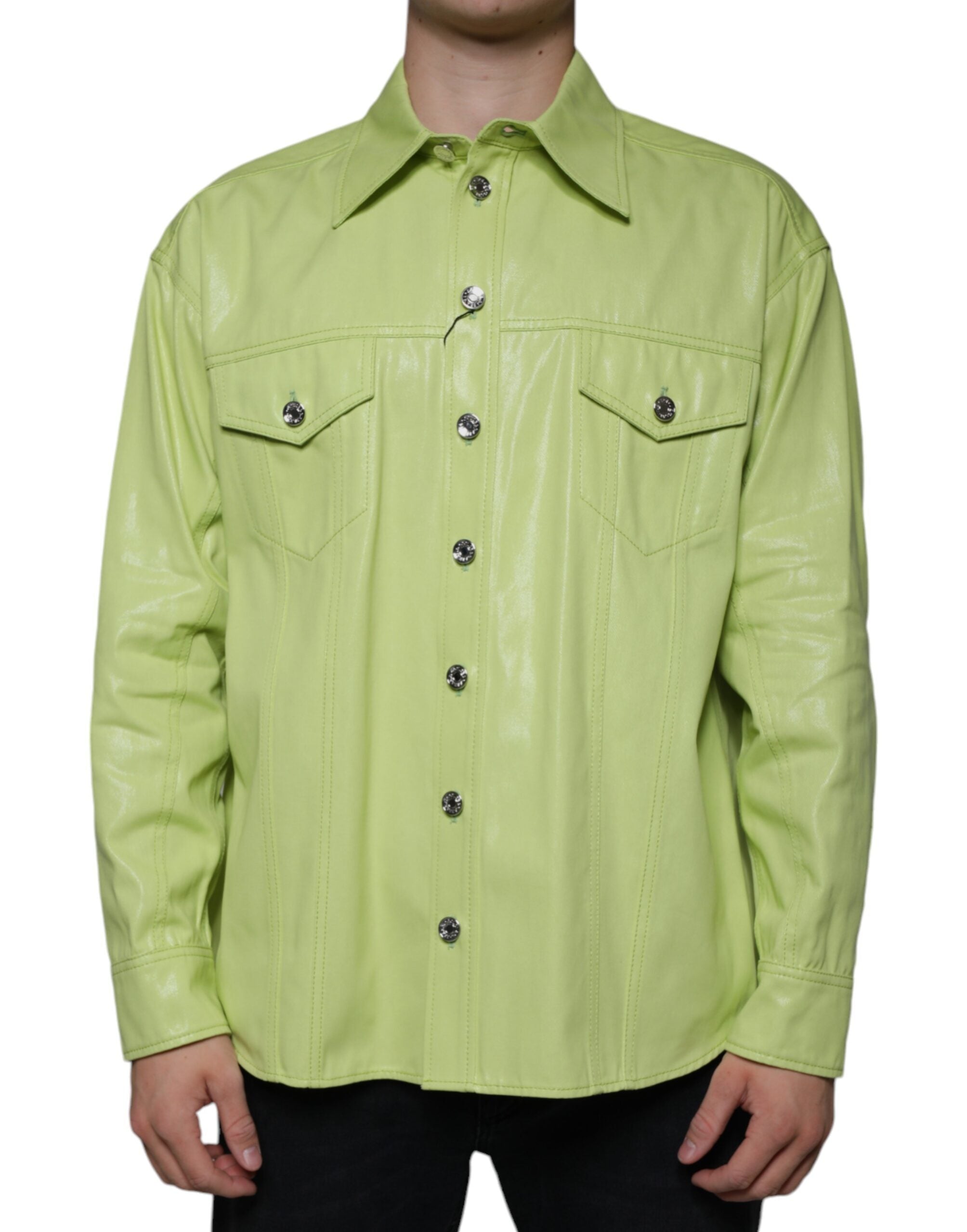 Dolce & Gabbana Green Cotton Collared Men Button Down Shirt - - Dolce & Gabbana.
