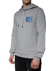 Dolce & Gabbana Gray Cotton Logo Hooded Sweatshirt Sweater - - Dolce & Gabbana.
