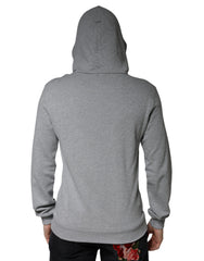 Dolce & Gabbana Gray Cotton Logo Hooded Sweatshirt Sweater - - Dolce & Gabbana.