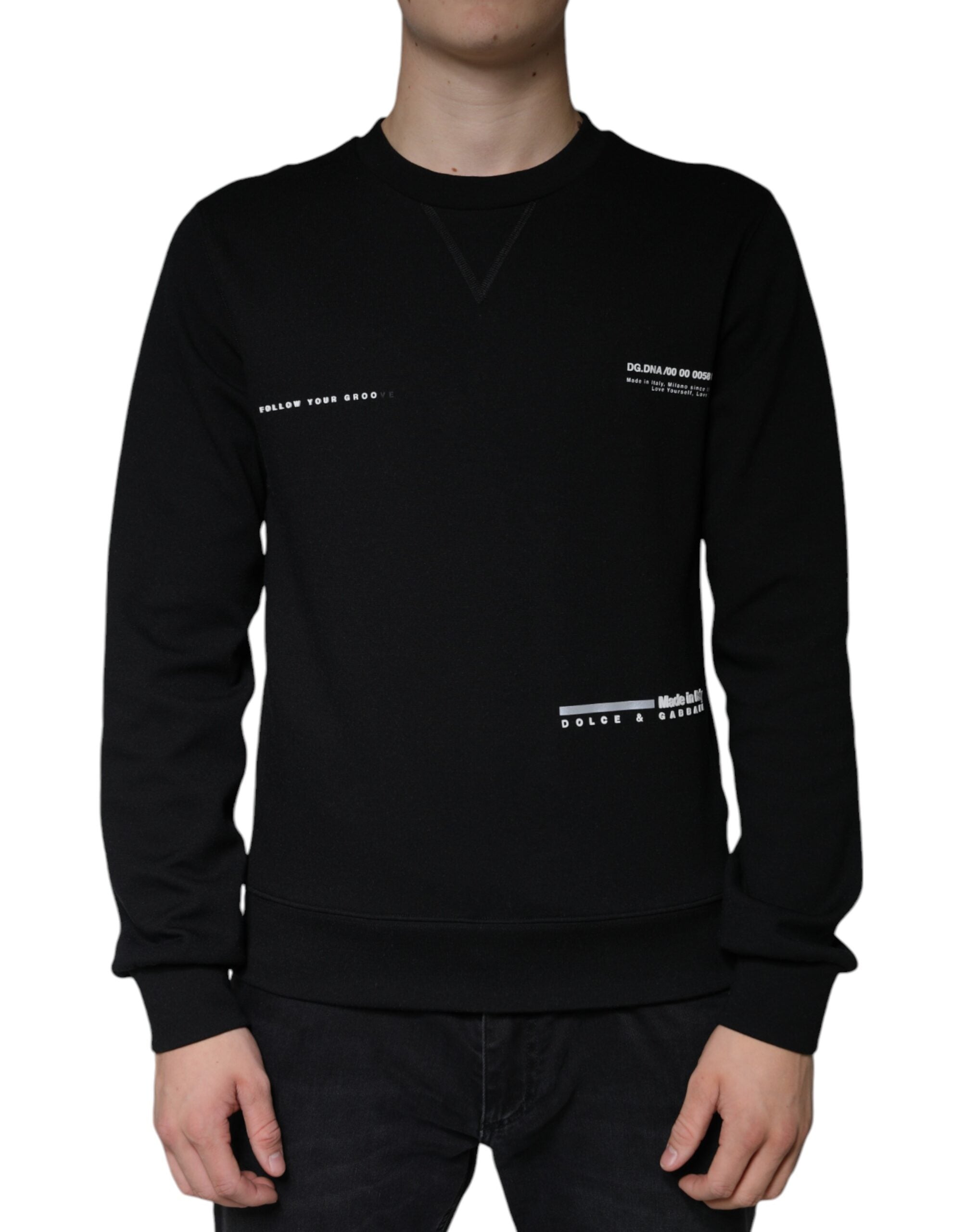 Dolce & Gabbana Black Logo Print CrewNeck Sweatshirt Sweater - - Dolce & Gabbana.