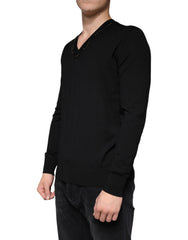 Dolce & Gabbana Black Embellished V-neck Pullover Sweater - - Dolce & Gabbana.