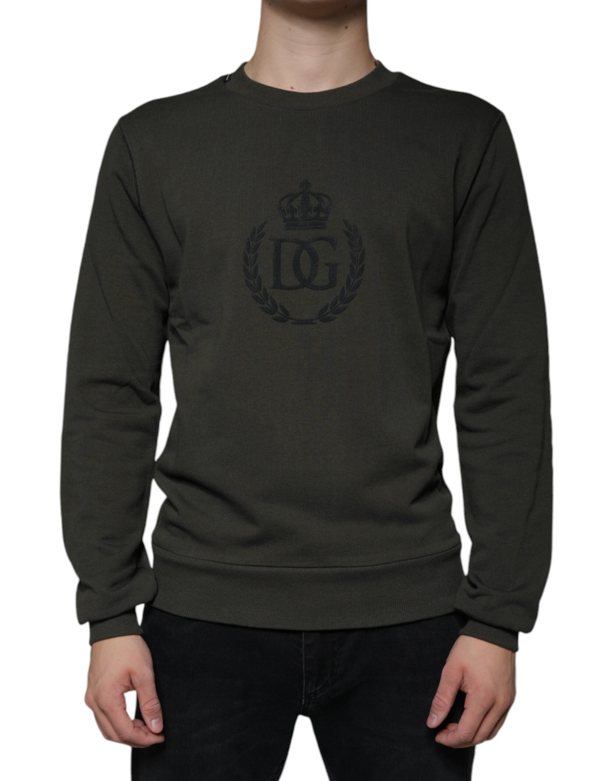 Dolce & Gabbana Army Green DG Crown Crew Neck Pullover Sweater - - Dolce & Gabbana.