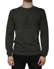 Dolce & Gabbana Army Green DG Crown Crew Neck Pullover Sweater - - Dolce & Gabbana.