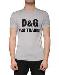 Dolce & Gabbana Gray Logo Print Crewneck Short Sleeve T-shirt - - Dolce & Gabbana.