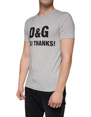 Dolce & Gabbana Gray Logo Print Crewneck Short Sleeve T-shirt - - Dolce & Gabbana.