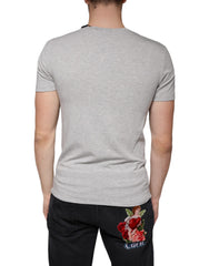 Dolce & Gabbana Gray Logo Print Crewneck Short Sleeve T-shirt - - Dolce & Gabbana.