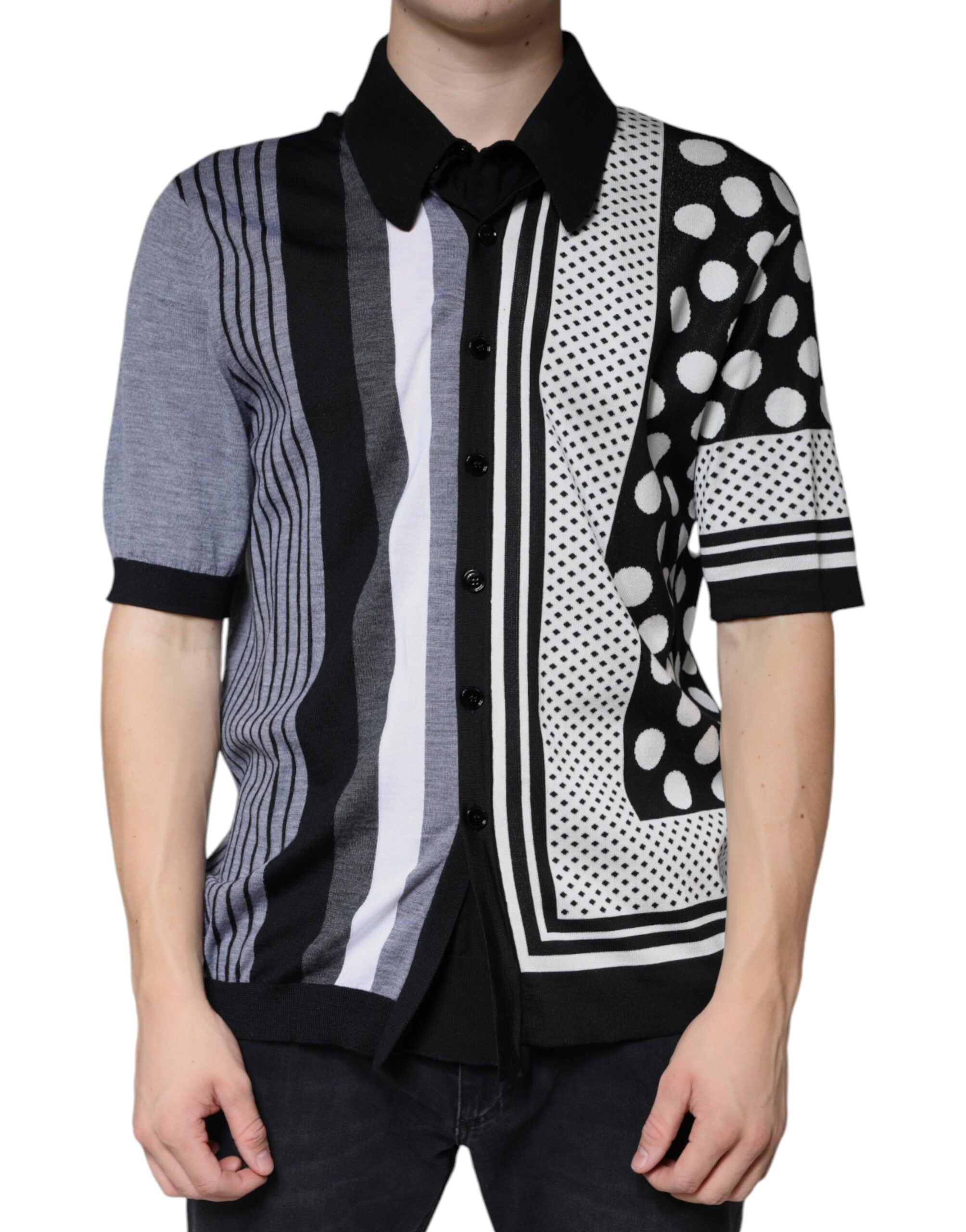 Dolce & Gabbana Black White Polka Dot Collared Polo T-shirt - - Dolce & Gabbana.
