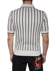 Dolce & Gabbana White Black Stripe Polo Short Sleeve T-shirt - - Dolce & Gabbana.