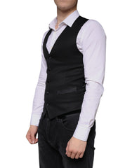 Dolce & Gabbana Black Wool Waistcoat Dress Formal Vest - - Dolce & Gabbana.