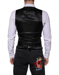 Dolce & Gabbana Black Wool Waistcoat Dress Formal Vest - - Dolce & Gabbana.