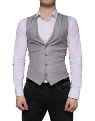 Dolce & Gabbana Light Gray Wool Formal Dress Waistcoat Vest - - Dolce & Gabbana.