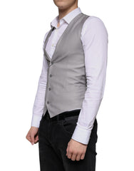 Dolce & Gabbana Light Gray Wool Formal Dress Waistcoat Vest - - Dolce & Gabbana.
