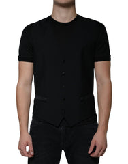 Dolce & Gabbana Black Wool Formal Dress Men Waistcoat Vest - - Dolce & Gabbana.