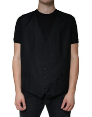 Dolce & Gabbana Black Wool Waistcoat Dress Formal Vest - - Dolce & Gabbana.
