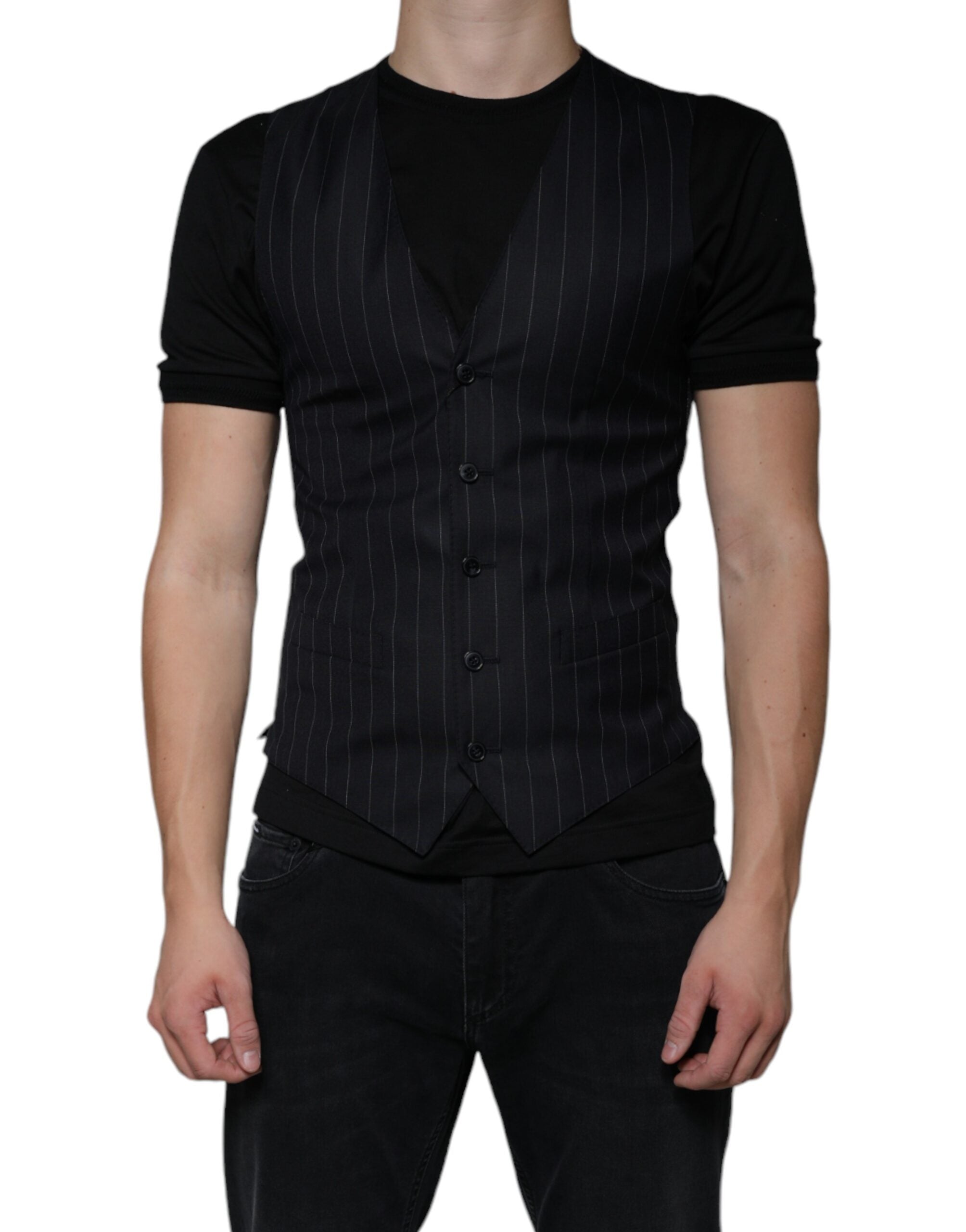 Dolce & Gabbana Black Leather Waistcoat Dress Formal Vest - - Dolce & Gabbana.