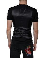 Dolce & Gabbana Black Leather Waistcoat Dress Formal Vest - - Dolce & Gabbana.