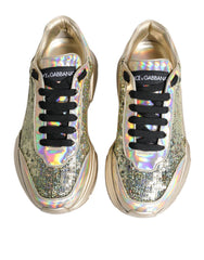 Dolce & Gabbana Gold Sequin Iridiscent Daymaster Sneakers Shoes -   -  Dolce & Gabbana.