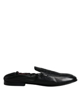 Dolce & Gabbana Black Logo Embroidered Leather Loafer Men Dress Shoes -   -  Dolce & Gabbana.
