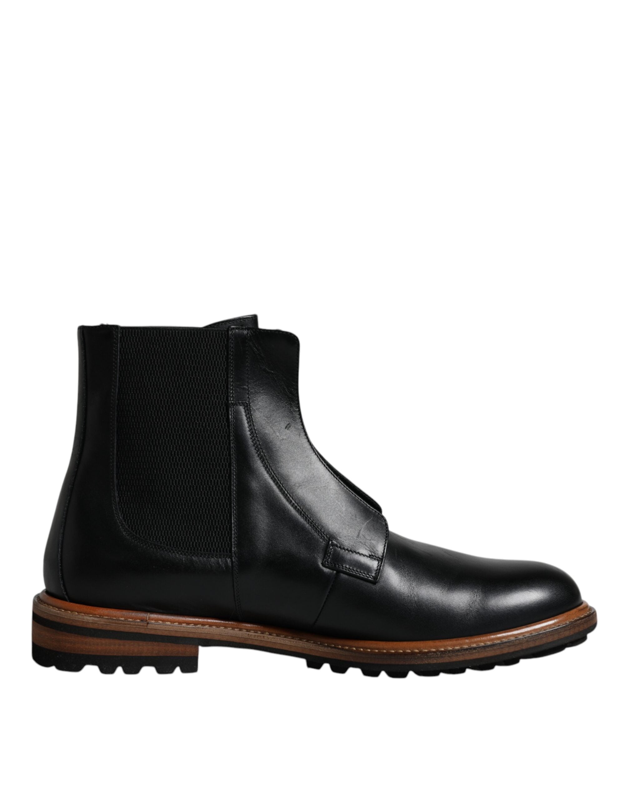 Dolce & Gabbana Black Leather Chelsea Mid Calf Men Boots Shoes -   -  Dolce & Gabbana.