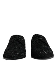 Dolce & Gabbana Black Embellished Suede Derby Formal Shoes -   -  Dolce & Gabbana.