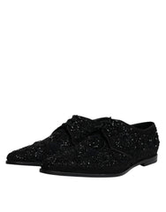 Dolce & Gabbana Black Embellished Suede Derby Formal Shoes -   -  Dolce & Gabbana.