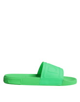Dolce & Gabbana Green Leather Slides Sandals Beachwear Shoes -   -  Dolce & Gabbana.