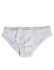 Dsquared² White Cotton Stretch Women Mid Waist Panty Underwear -   -  Dsquared².
