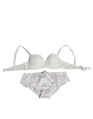 Dolce & Gabbana White Silk Stretch Panty Balconette Bra Underwear -   -  Dolce & Gabbana.