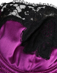 Dolce & Gabbana Purple Silk Underwired Balconette Bra Underwear -   -  Dolce & Gabbana.