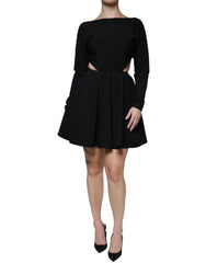 Dolce & Gabbana Black Viscose Cut Out A-line Long Sleeves Mini Dress - - Dolce & Gabbana.