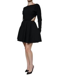 Dolce & Gabbana Black Viscose Cut Out A-line Long Sleeves Mini Dress - - Dolce & Gabbana.