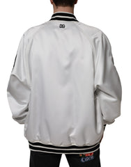 Dolce & Gabbana White Polyester Logo Full Zip Bomber Jacket - - Dolce & Gabbana.