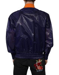 Dolce & Gabbana Blue Cotton Stretch Full Zip Bomber Jacket - - Dolce & Gabbana.