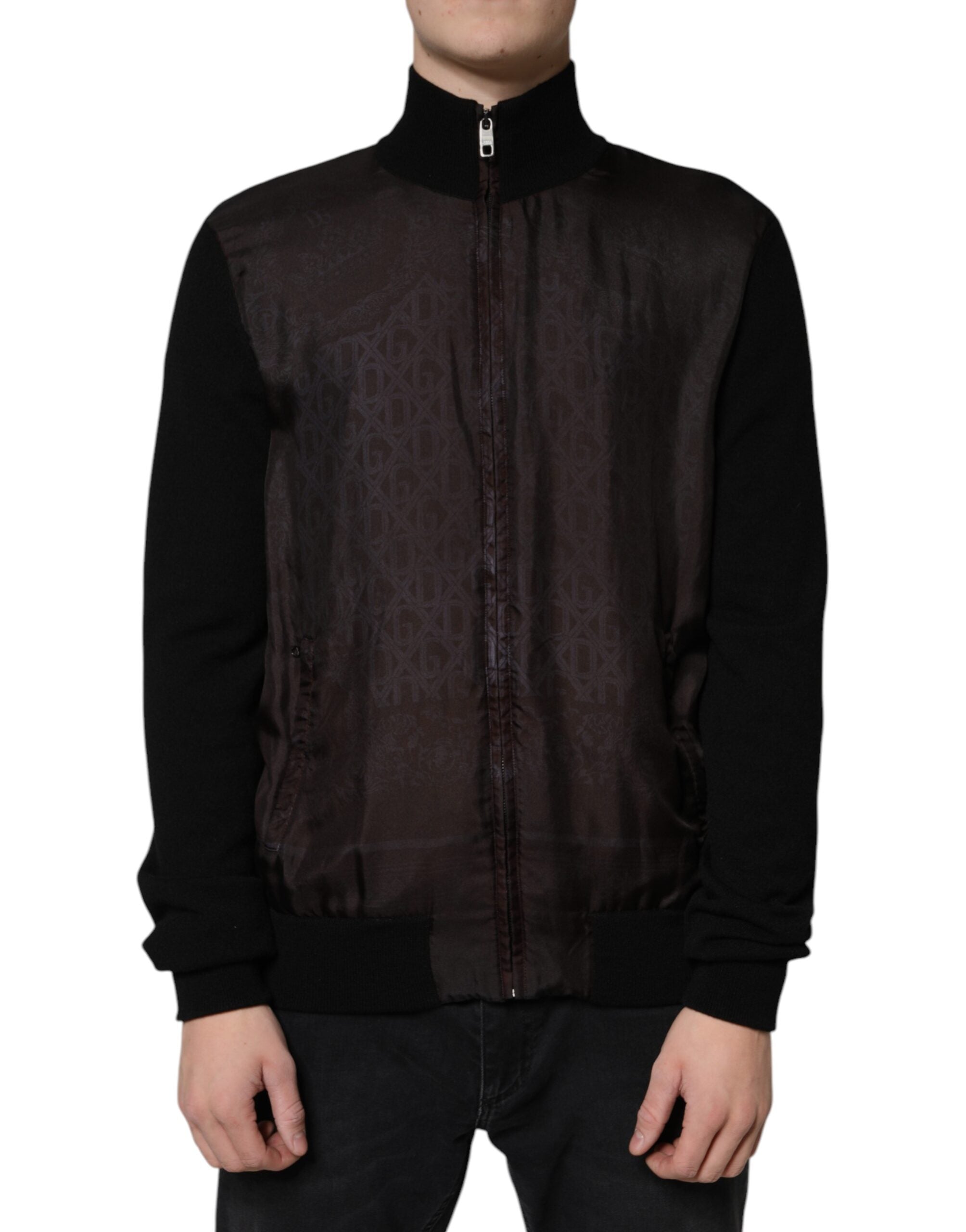 Dolce & Gabbana Black Logo Monogram Full Zip Bomber Jacket - - Dolce & Gabbana.