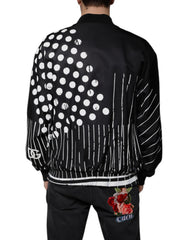 Dolce & Gabbana Black Polka Dot Stripe Nylon Bomber Jacket - - Dolce & Gabbana.