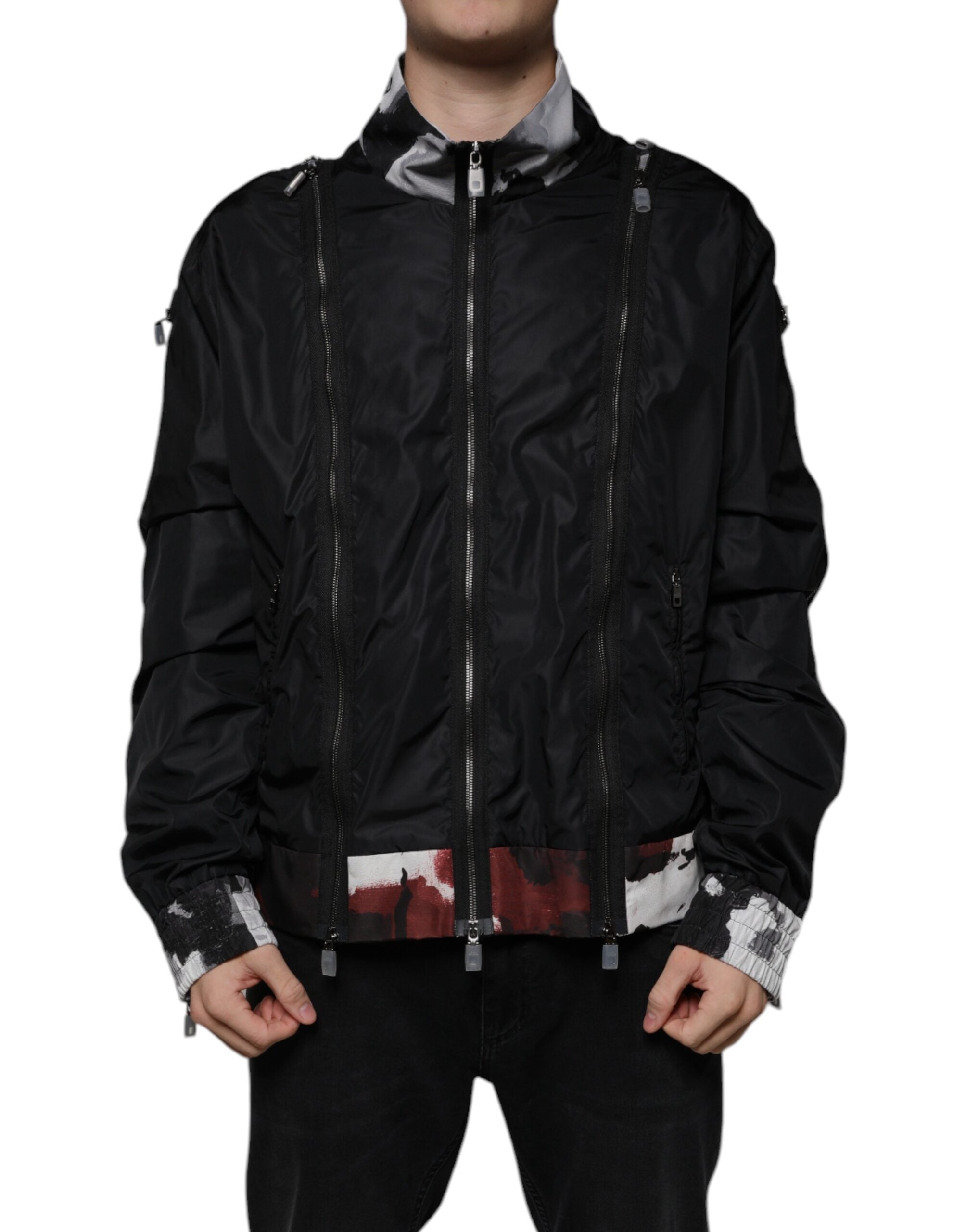 Dolce & Gabbana Black Nylon Full Zip Men Bomber Jacket - - Dolce & Gabbana.