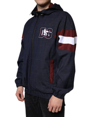 Dolce & Gabbana Blue Logo Full Zip Hooded Men Bomber Jacket - - Dolce & Gabbana.